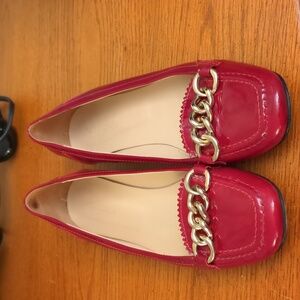 Gorgeous, red patent leather, St. John loafers, made in Italy, size 7.5.